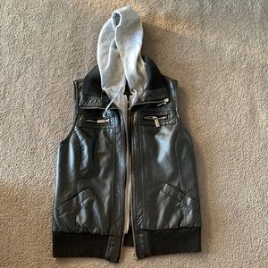Size S leather jacket with hoodie